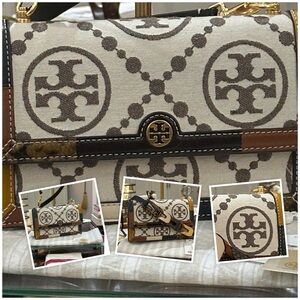 TORY BURCH T Monogram Grommet Mini Bag in Ivory, EUC Like New GORGEOUS